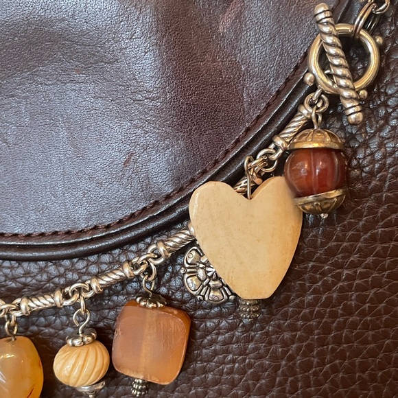 BRIGHTON Small Brown Pebbled Leather Bag with Detachable Charm Bracelet - Picture 13 of 16